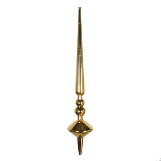 Vickerman 12" Honey Gold Shiny Cupola Finial. This long finial ornament adds depth and texture to any holiday decorating project. Made with shatterproof plastic. Includes 3 pieces per bag.