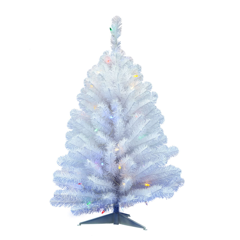 Vickerman 3' Crystal White Spruce Artificial Christmas Tree Multi-Colored LED Lights