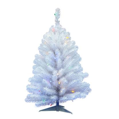 Vickerman 3' Crystal White Spruce Artificial Christmas Tree Multi-Colored LED Lights