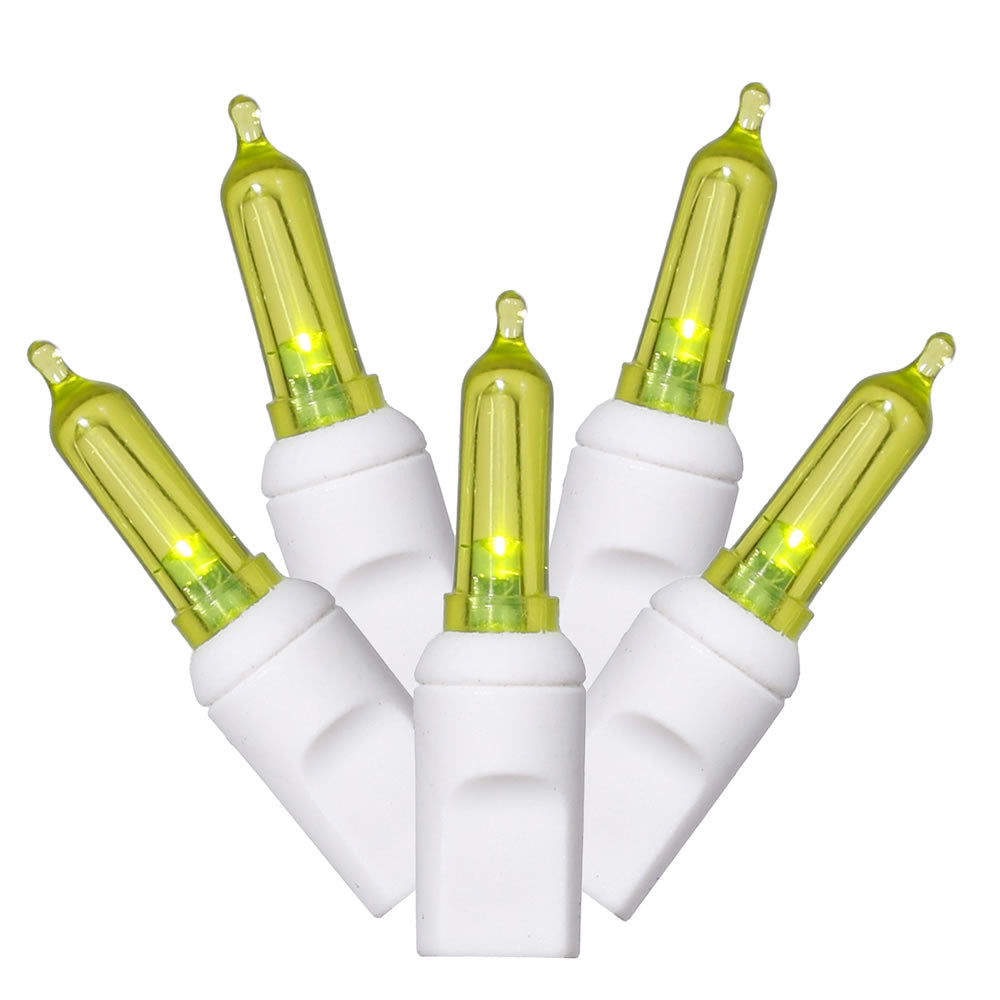 Vickerman 50 Lime Italian LED on White Wire 25' Christmas Single Mold Light Strand