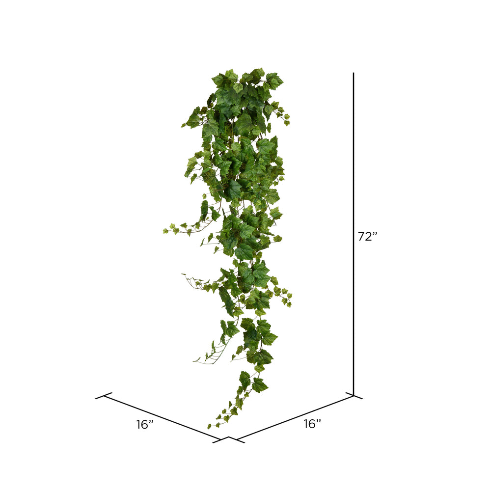 Vickerman 6' Artificial Green Grape Leaf Ivy Hanging Bush.