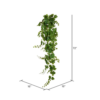 Vickerman 6' Artificial Green Grape Leaf Ivy Hanging Bush.