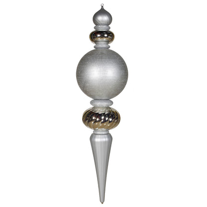 Vickerman 62" Silver Finial Ornament with Shiny Matte and Glitter Finishes