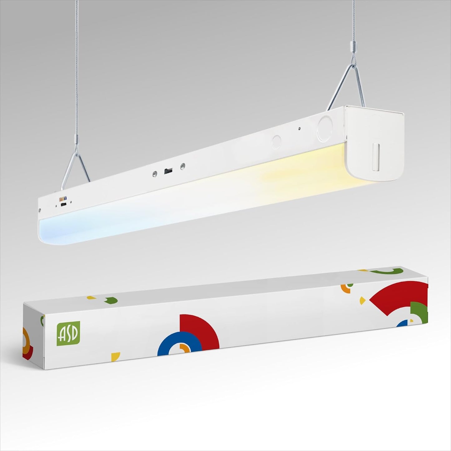 ASD Lighting LED Stairwell Fixture 2ft 20/24/28W 120-277V 0-10V Dimmable 140Lm/W 3500/4000/5000K with Motion Sensor White UL DLC Standard