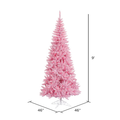 Vickerman 9' Pink Fir Slim Artificial Christmas Tree Pink  Dura-lit LED Lights