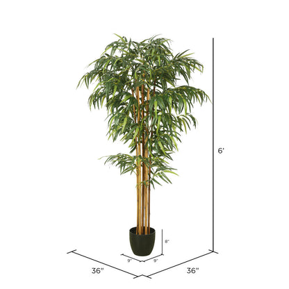 Vickerman 6' Artificial Potted Green Bamboo Tree.