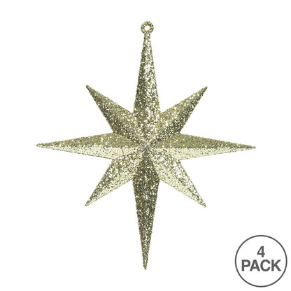 Vickerman 8" Gold Iridescent Glitter Bethlehem Star Christmas Ornament 4 per Box