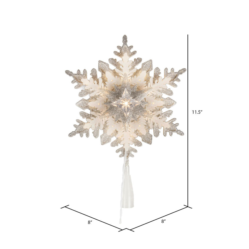 Vickerman 11.5" LED White 6 Point Snowflake Tree Top Pure White Motion Light Cast.