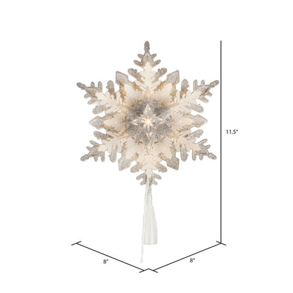 Vickerman 11.5" LED White 6 Point Snowflake Tree Top Pure White Motion Light Cast.