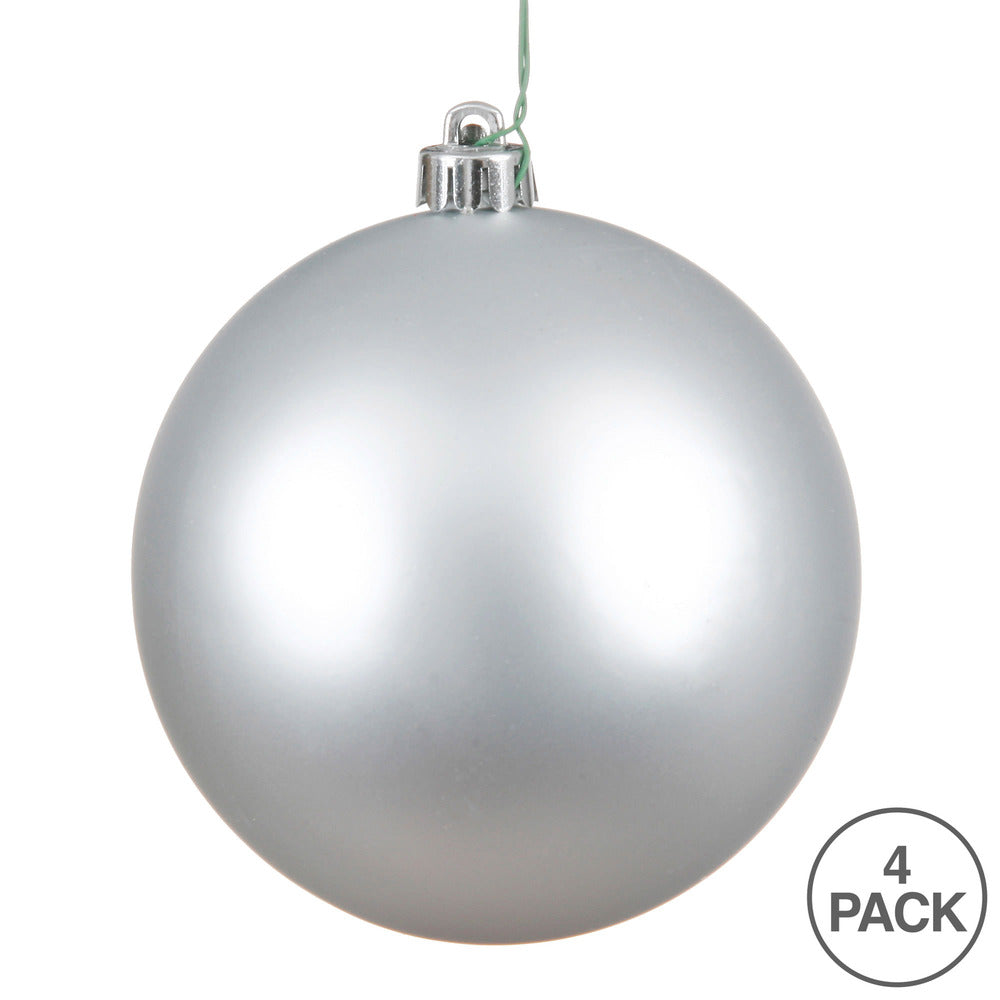 Vickerman 4.75" Silver Matte Ball Ornament 4 per Bag