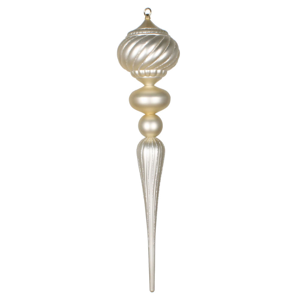 Vickerman 27" Champagne Matte Onion Finial Ornament with Glitter Accents