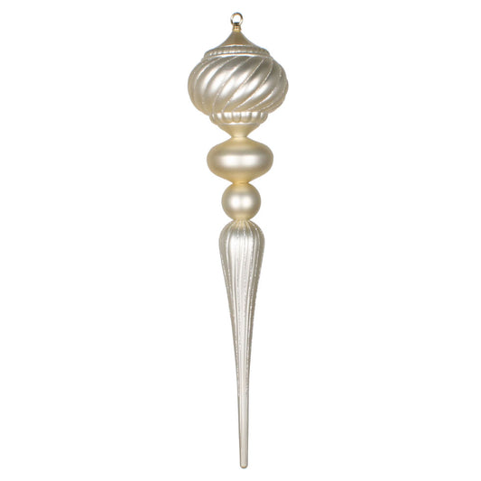 Vickerman 27" Champagne Matte Onion Finial Ornament with Glitter Accents