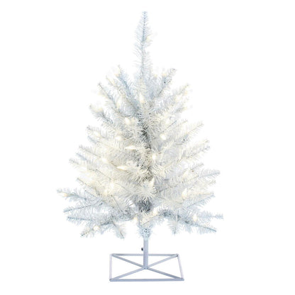 Vickerman 2' x 20" Red Artificial Pre-Lit Christmas Tree, 50 Warm White LED Lights.