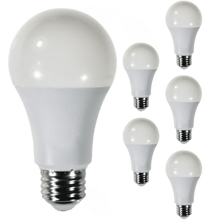 Damar A19 LED Light Bulb 16W 1600 Lumen E26 Medium Base 4000K Cool White for Bedroom Living Room Lamp Home Light Bulb 120V CRI80 230° Beam Angle Damp Rated White Finish Pack of 6