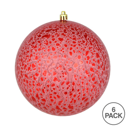 Vickerman 4" Red Crackle Ball Ornament 6 per Bag