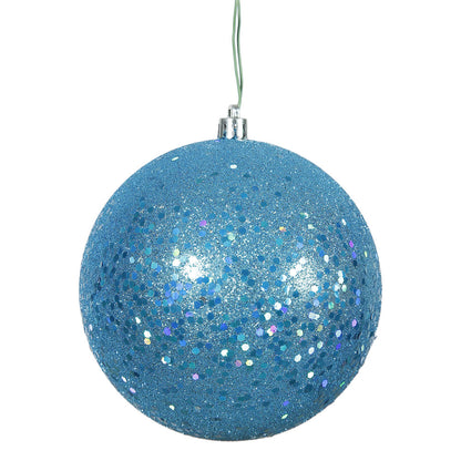 Vickerman 4.75" Turquoise Sequin Ball Ornament 4 per Bag