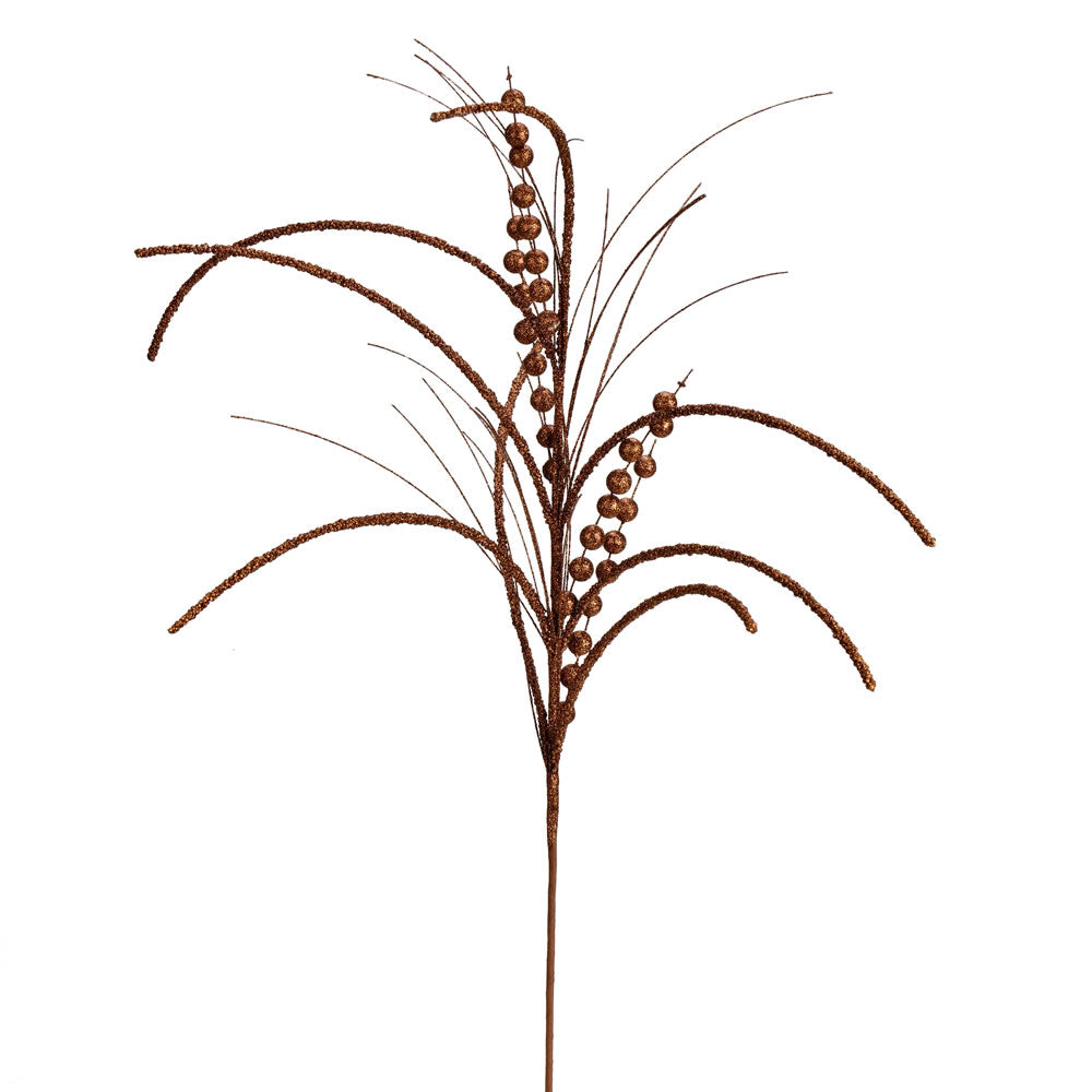 Vickerman 29" Mocha Glitter Harvest Artificial Christmas Spray. Includes 6 sprays per pack.