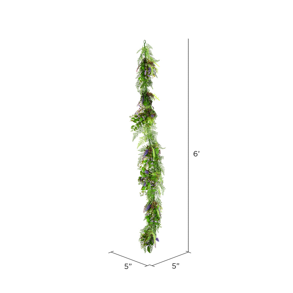Vickerman 6' Artificial Green/Purple Maytime Garland.