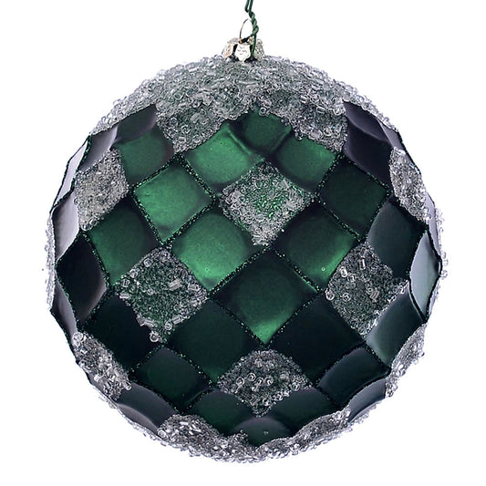 Vickerman 4.75" Emerald Net Beaded Ball 3 per Bag