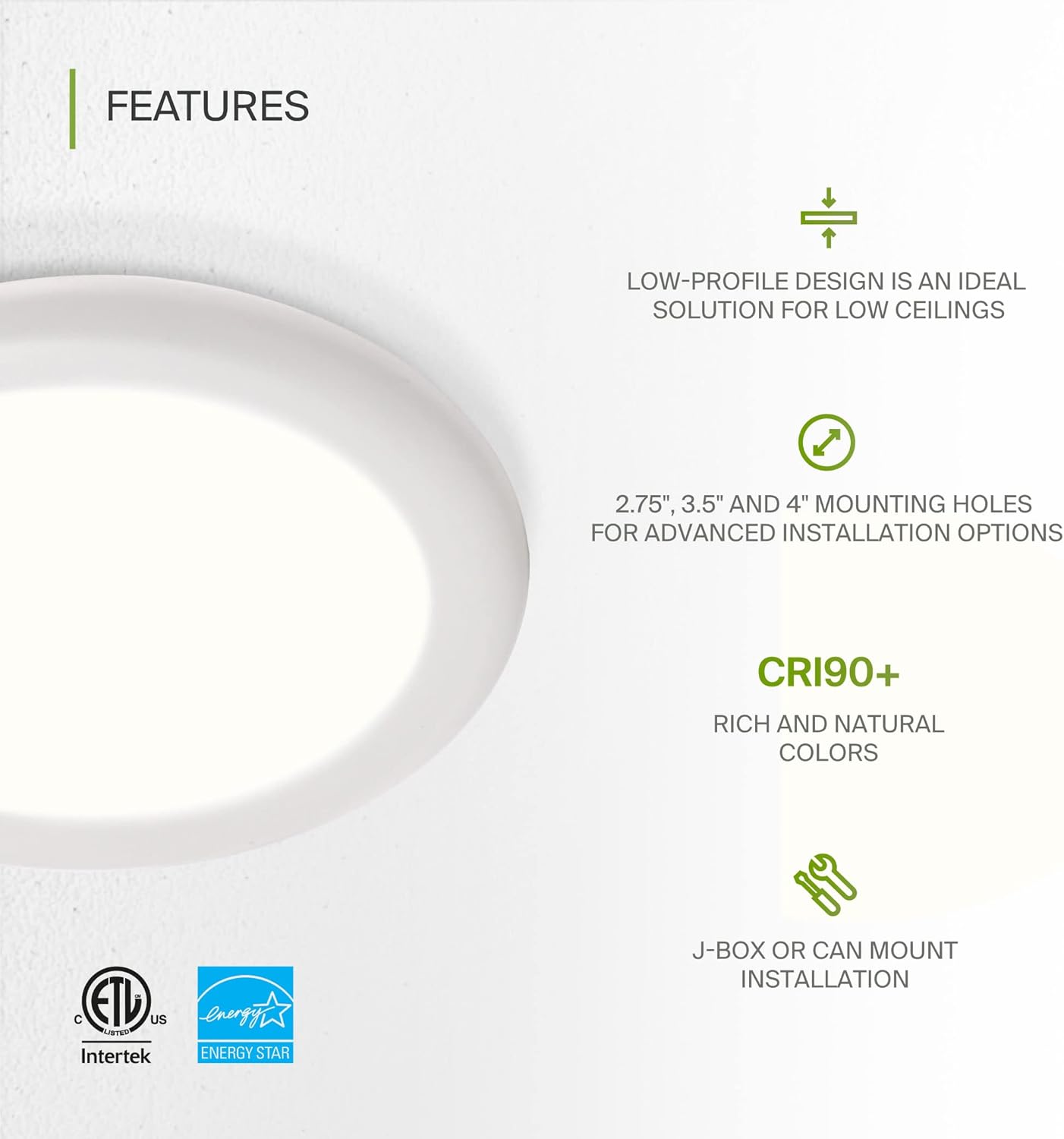 ASD Lighting LED Disk Light 6" 15W 3000K Dimmable White ETL Energy Star 12pack