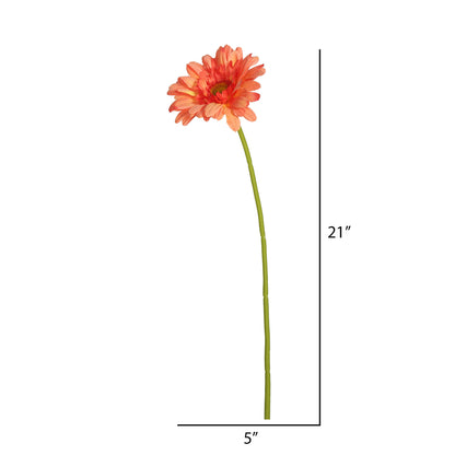 Vickerman 21" Artificial Coral Gerbera Daisy Stem 6 per Bag