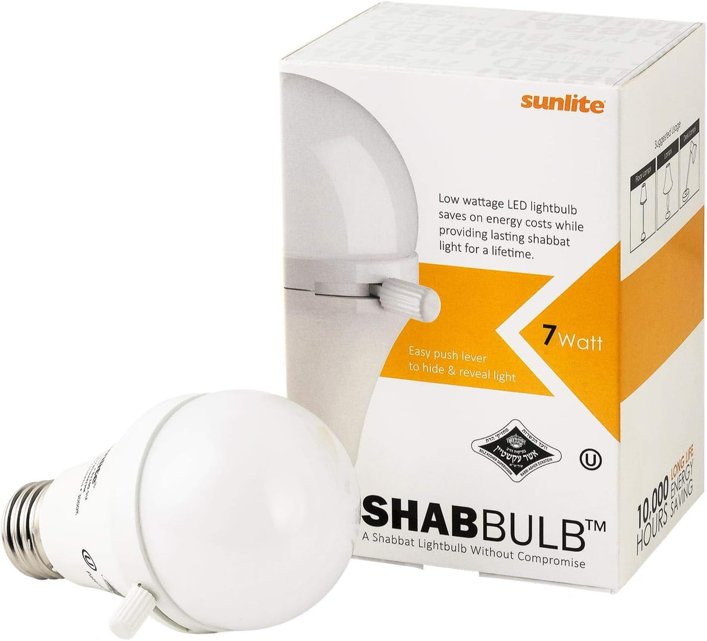 Sunlite 80949 A19/LED/7W/SHAB/40K Shabbulb Shabbat Permissible LED Light Bulb, ETL Listed, 10,000 Life Hours, 4000K Cool White