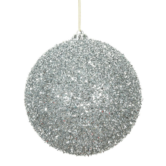 Vickerman 6" Silver Tinsel Ball Ornament 2 per Bag