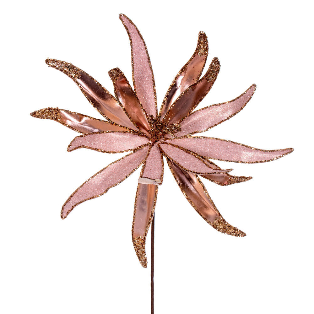 Vickerman 24" Rose Gold Metallic and Frosted Glitter Papyrus 2 per bag.