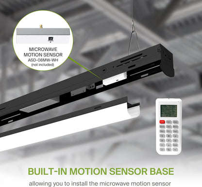 ASD Lighting LED Striplight Fixture with Q-base 8feet Power Adjustable 65/75/90W 120-277V CCT Selectable 3500/4000/5000K Dimmable Black UL DLC Standard