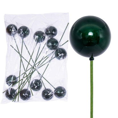 Vickerman 3" x 18" Midnight Green Pearl Ball Ornament Stick 12 per bag.