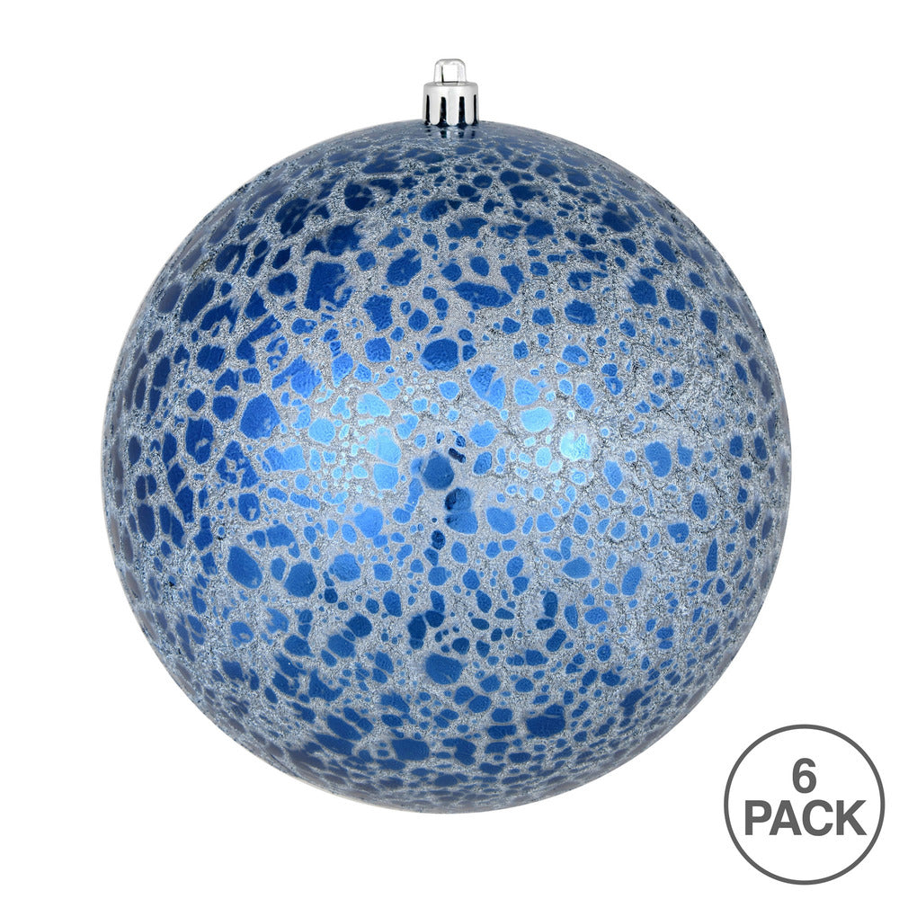 Vickerman 4" Midnight Blue Crackle Ball Ornament 6 per Bag