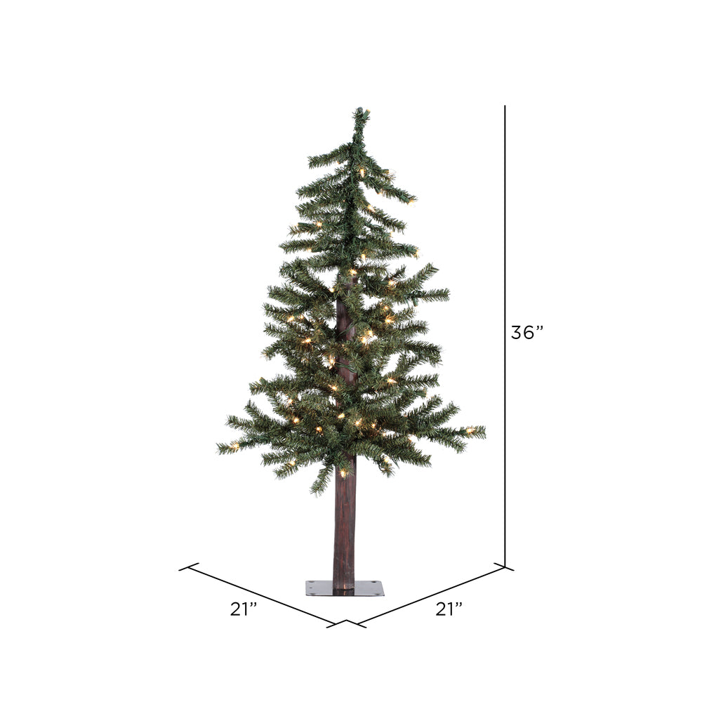 Vickerman 3' Natural Alpine Artificial Christmas Tree Clear Incandescent Lights