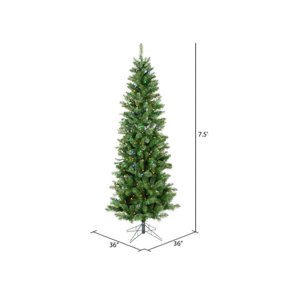 Vickerman 7.5' Salem Pencil Pine Artificial Christmas Tree 400 Multi-Colored LED Dura-lit Lights