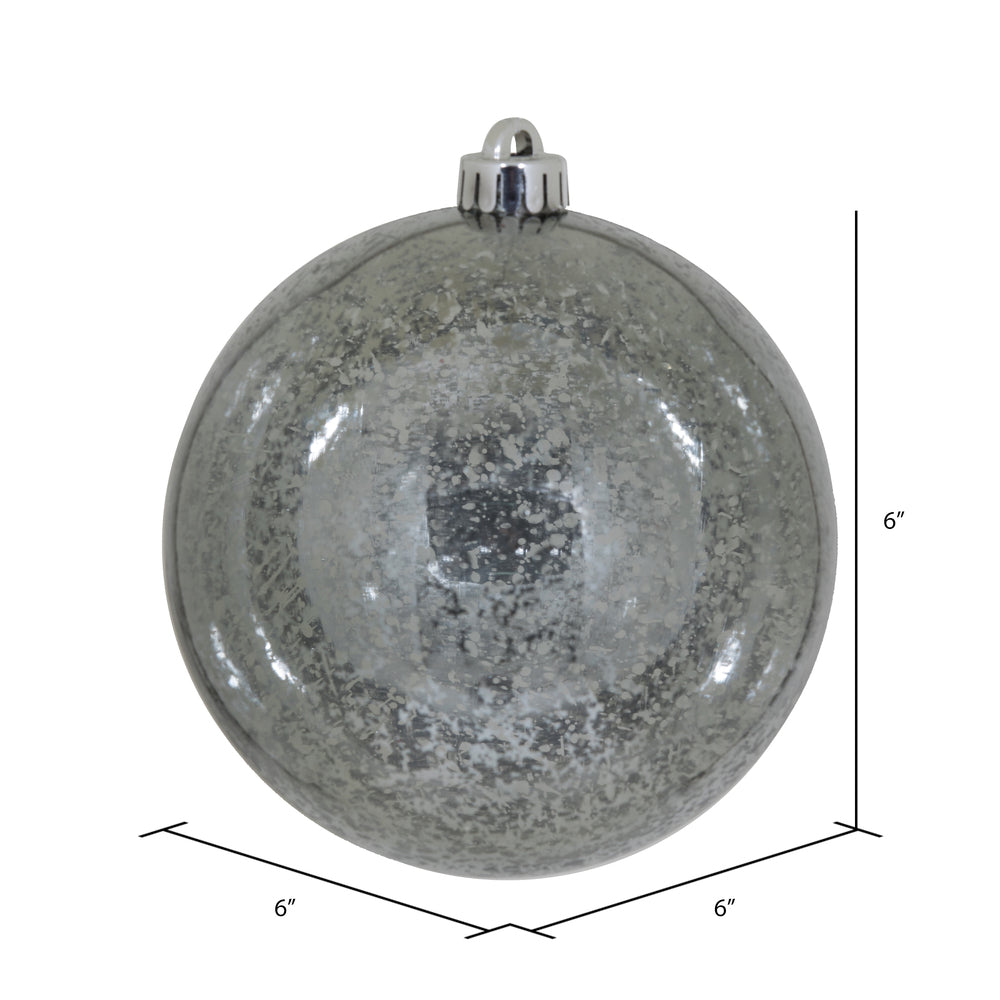 Vickerman 6" Pewter Mercury Ball Ornament 4 per Bag.