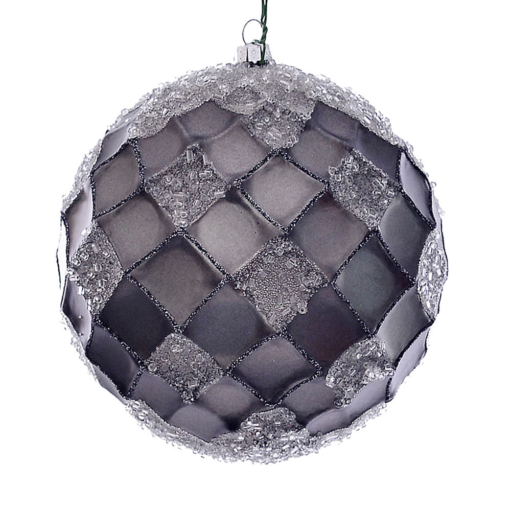 Vickerman 4.75" Pewter Net Beaded Ball 3 per Bag