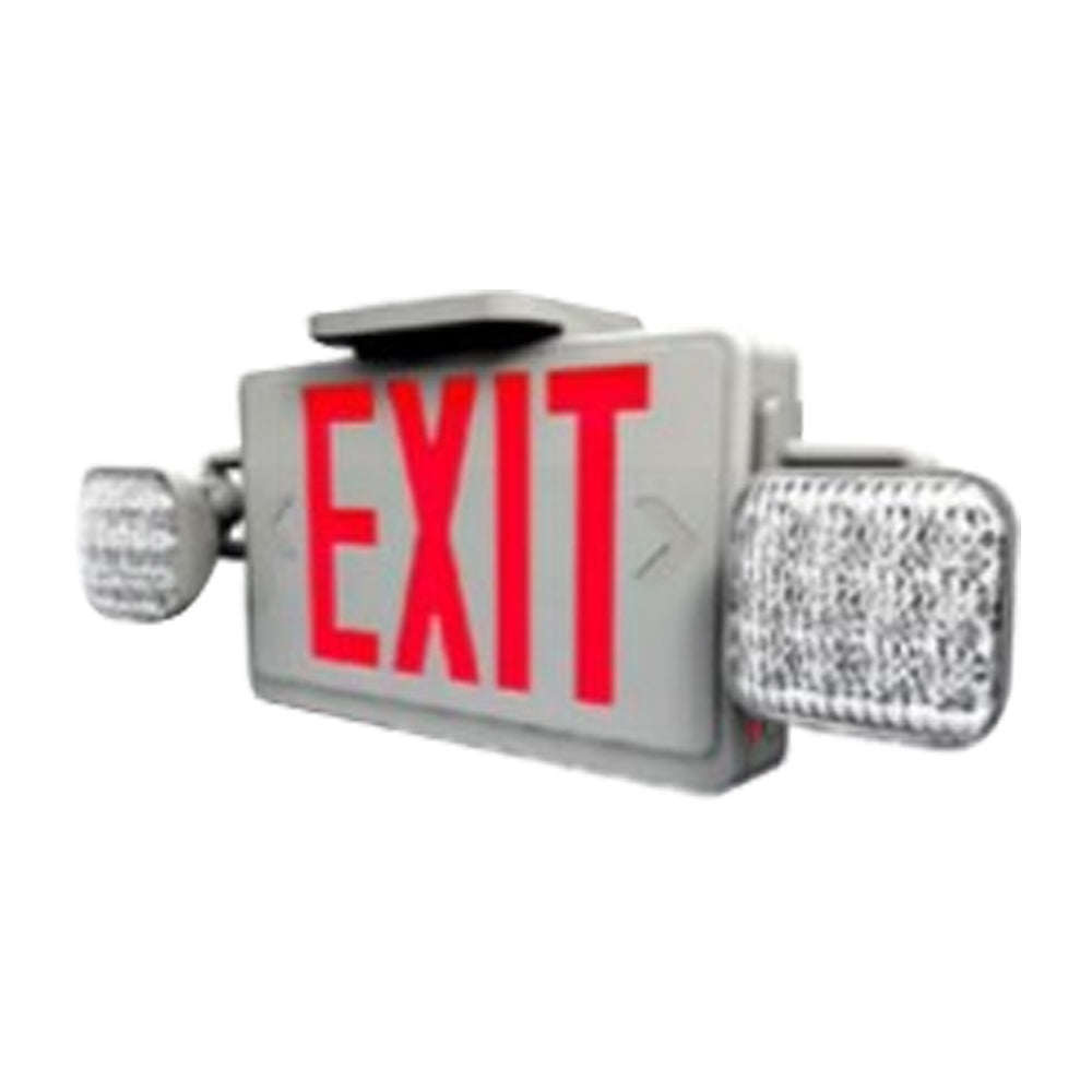 Westgate All LED Exit/Emergency Light Combo, Spanish (Salida) SGL/DBL Face, Red Letters White Housing, 120/277V, LED Exit & Emergency Lighting, 3.2W