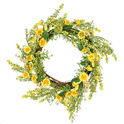 Vickerman 24" Artificial Yellow Sunflower Wreath.