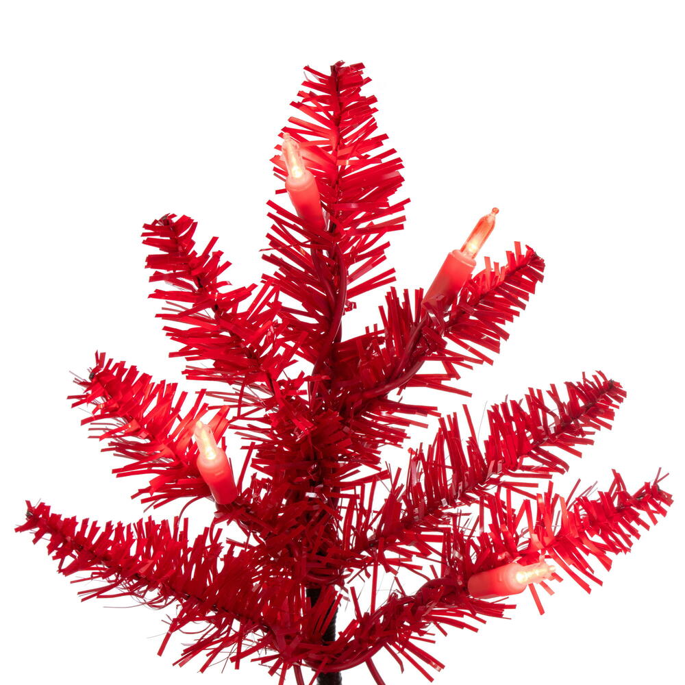 Vickerman 3' Red Fir Artificial Christmas Tree Red Dura-lit LED Lights