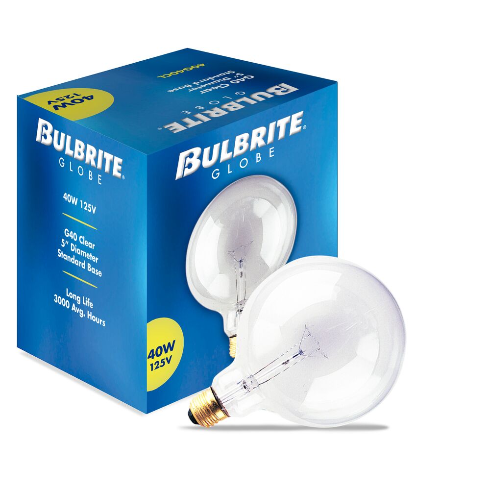 BULBRITE INCANDESCENT G40 MEDIUM SCREW (E26) 40W DIMMABLE LIGHT BULB 2700K/WARM WHITE 12PK (351040)