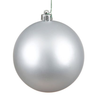 Vickerman 4" Silver Matte Ball Ornament 6 per Bag