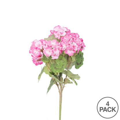 Vickerman 18" Artificial Light Pink Geranium Bush 4 per Pack.