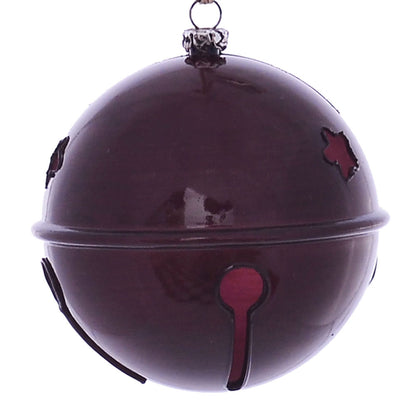 Vickerman 4" Burgundy Wood Grain Bell Christmas Ornament 6 per Bag