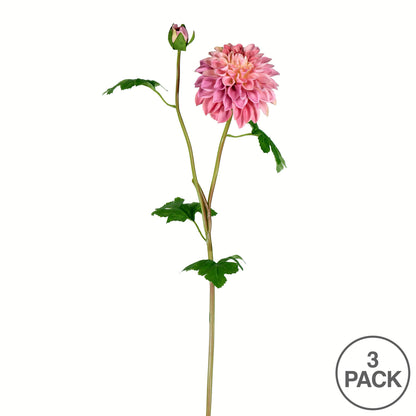 Vickerman 24" Artificial Purple Dahlia Stem Set of 3