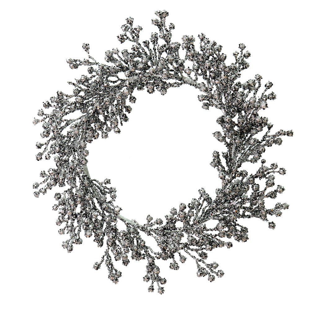 Vickerman 22" Pewter Glitter Berry Artificial Christmas Wreath Unlit