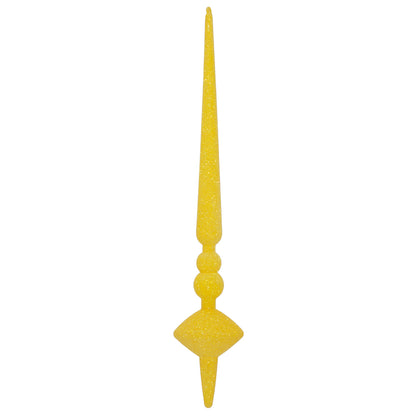 Vickerman 18" Yellow Glitter Cupola Finial. This long finial ornament adds depth and texture to any holiday decorating project. Made with shatterproof plastic.