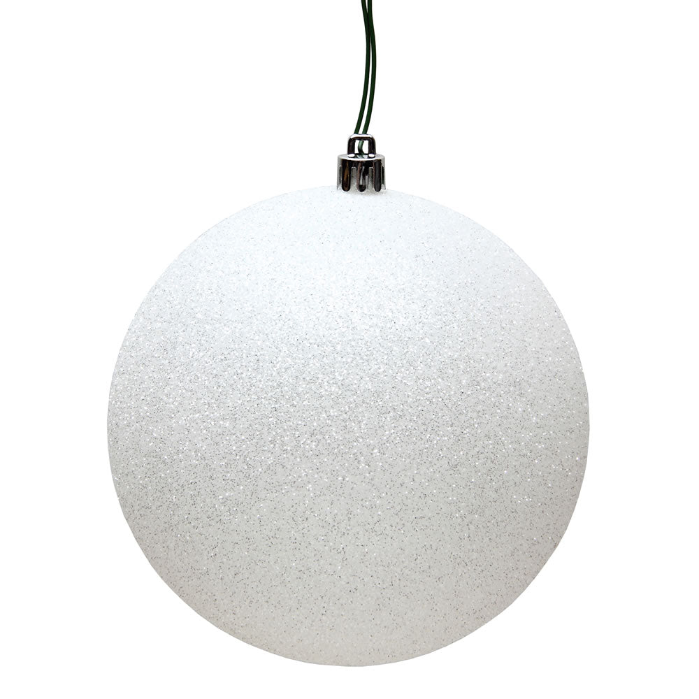 Vickerman 6" White Glitter Ball Ornament 4 per Bag