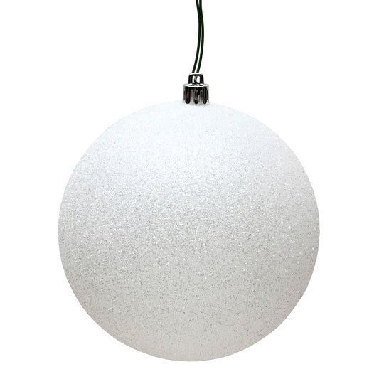 Vickerman 6" White Glitter Ball Ornament 4 per Bag