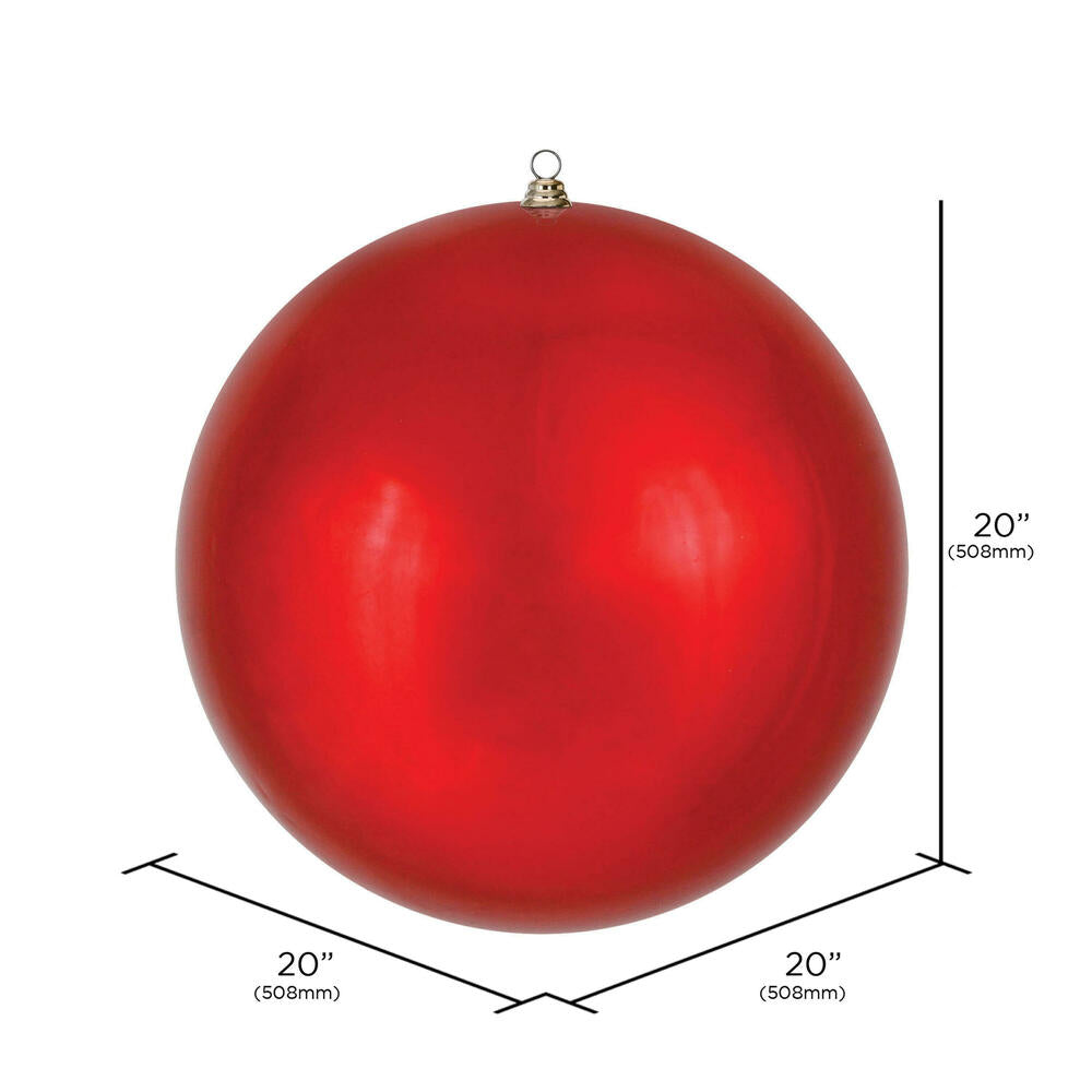 Vickerman 20" Giant Shiny Red Ball Christmas Ornament UV Resistant