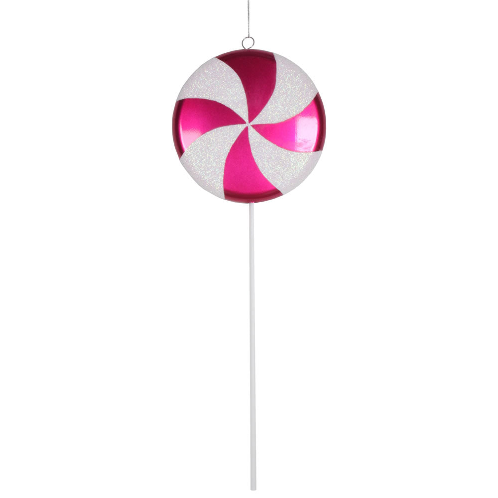 Vickerman 17" Cerise-White Candy Lollipop Christmas Ornament