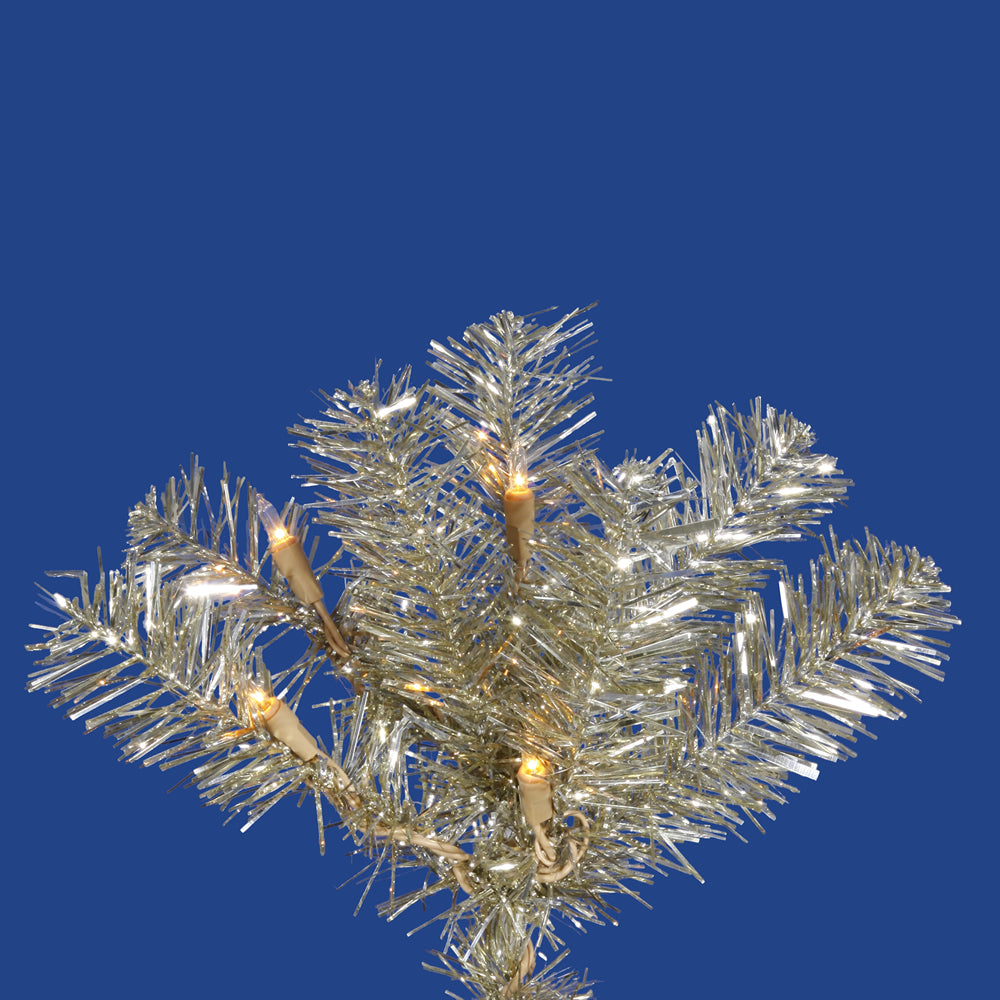 Vickerman 2' Champagne Pencil Artificial Christmas Tree Warm White Dura-lit LED Lights.